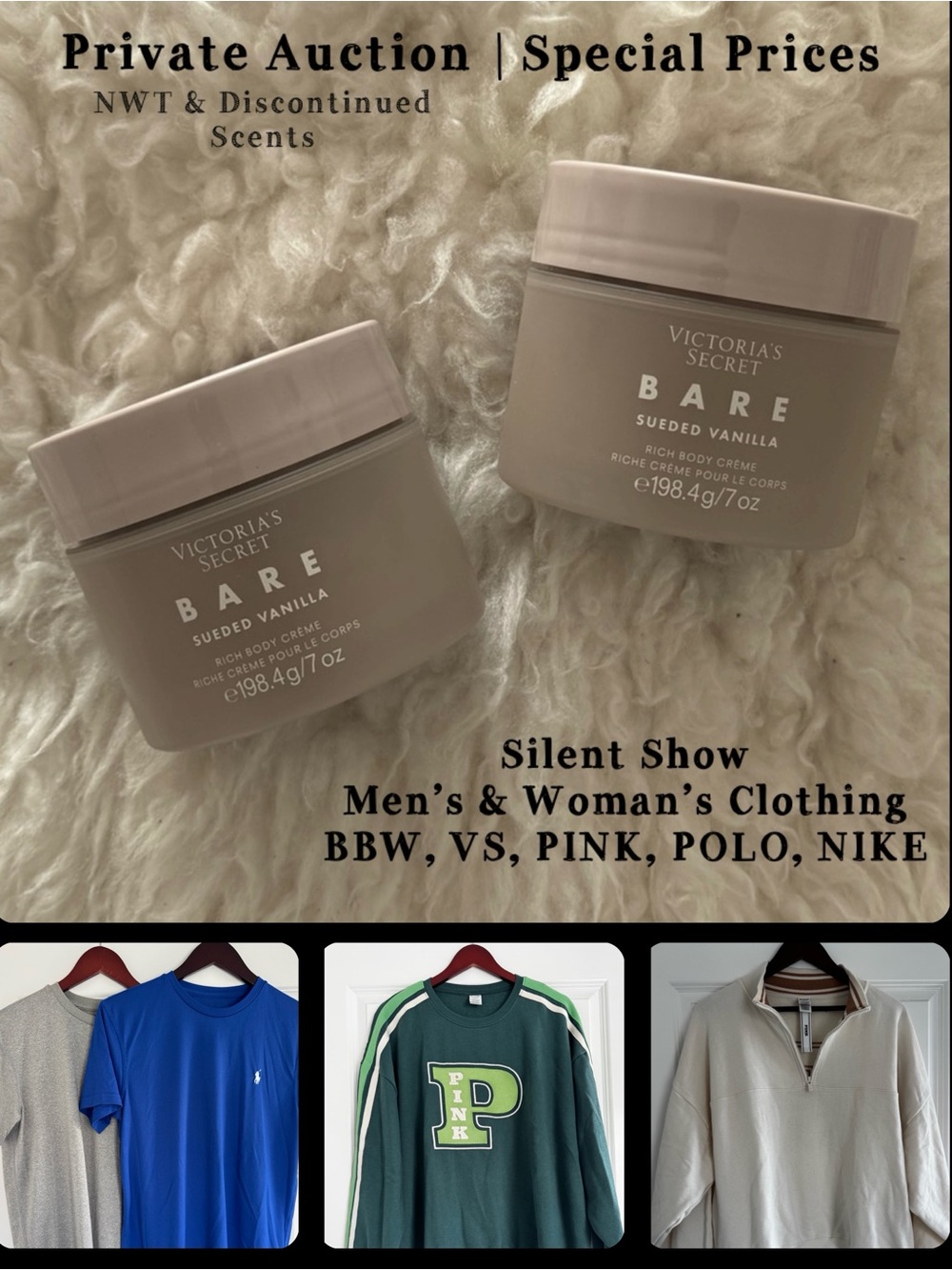 New Mens & Woman’s Clothing, Beauty, & Accessories Silent Show Auction